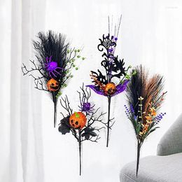 Decorative Flowers Funny Pumpkin Artifical Flower Branch Ornament Black Halloween Atmosphere Decoration Outdoor Garden Horror Decor