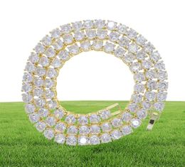 Iced Out Bling AAAA Zircon 5mm Tennis Chain Necklace Women Men Hip Hop Fashio Jewelry Gold Silver Color Pink CZ Choker Necklaces w5323782