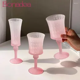 Wine Glasses Pink Retro Embossed Red Cups Creative Goblet Juice Glass Cup Home Kitchen Accessories