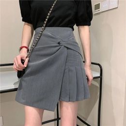 Skirts Latest Design Niche Pleated Miniskirt Women's Summer High Waisted A-line Half Skirt Irregular Wrap Buttocks Short Dresses