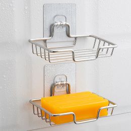 Set Soap Rack Wall Mounted Soap Holder Stainless Steel Soap Sponge Dish Bathroom Accessories Soap Dishes Self Adhesive