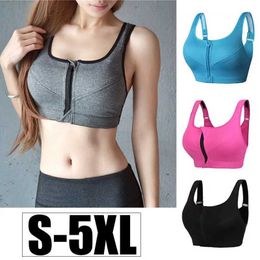 Bras Cloud Hide Sports Bra S-XXXXXL Women Underwear Fitness Push Up Front Zipper Crop Top Bra Athletic Vest Sportswear Plus Size Y240426