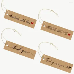 Gift Wrap 50Pcs/Pack Rectangle Kraft Paper Label 2x7cm "Thank You " DIY Labels For Package Tag Christmas Wedding Party Decor