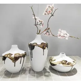 Vases Creative Ink Texture Ceramic Vase Desk Decoration Flower Arrangement Flowers Pots Room Aesthetics Decor Crafts Floral