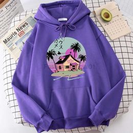 Erkek Hoodies Sweatshirts Anime Evinde Baskı Baskı Hoodie Moda Yüksek Kaliteli Basit Sıradan Sweatshirt Sonbahar Gevşek Sıcak Sokak Giyimi D240429