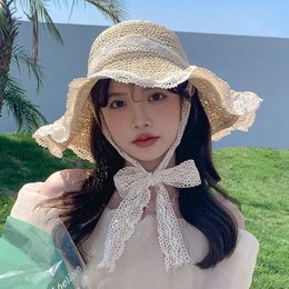 Wide Brim Hats Bucket Hats Womens Sun Hat Large Brim Beach Hat Womens Summer Str Foldable Sun Hat Cheap Womens Beach UV Protection C J240429