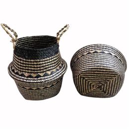 Planters Pots Bamboo Storage Baskets Foldable Laundry Planter Stwork Wicker Rattan Seagrass Belly Garden Flower Pot Handmade Drop Dht9I