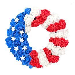 Decorative Flowers Independence Day Wreath RedWhiteBlue Roses Memorials Star