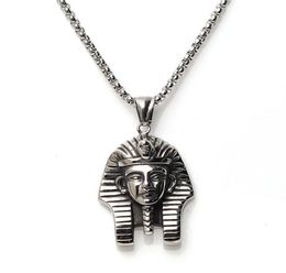 Fashion Hiphop Necklace Men039s Egyptian Pharaoh Pendant Titanium Steel Personality Necklaces5297103