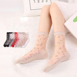 Women Socks Women's Fashion Cute Ultra-thin Crystal Kawaii High Quality Colorful Soft Breathable Girls