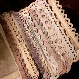 Gift Wrap 10 Pcs Vintage Old Paper Material Retro Hollow Lace Handbook Arts Collage Cards Decorative Lable Junk Journal Planner