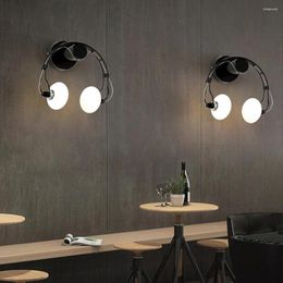 Wall Lamp Designer Glass Ball Lights Creative LED Modern Headphone For Dining Living Room Bedroom Bar Bedside Sconce