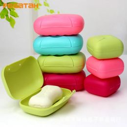 Set Portable Soap Dishes Soap Container Bathroom Acc Travel Home Plastic Soap Box With Cover Small/big Sizes