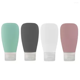 Storage Bottles 4pcs Silicone Shower Gel Dispenser Lotion Holder Travel Container (Random Color)