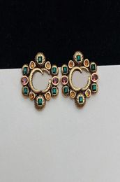 Fashion Colored Diamond Stud Earrings aretes orecchini Women High Quality Brand Designer Earrings3369660