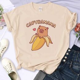T-shirts Capybara Tee Womens Anime Summer T-shirt Womens Graphic Designer ClothingL2404