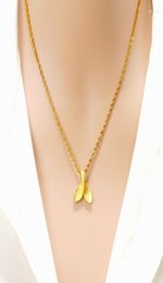 Chains Genuine 18k Pure Gold Color Mermaid Pendant For Women Lover Filled Thick Women39s Necklace Pendants Engagement Jewelry1730649