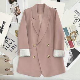 Suit jacket for women in Korean version loose and straight tube style slimming down. Spring and Autumn suit top jacket 240424