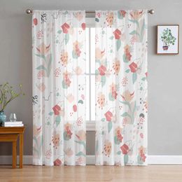 Curtain Bohemian Abstract Floral Design Sheer Curtains For Living Room Modern Home Decor Tulle Bedroom Voile Drapes