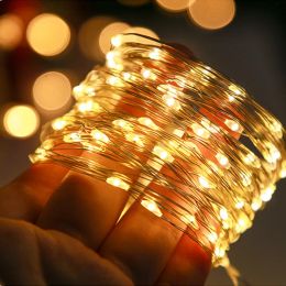 Decorations Copper Wire LED String Lights Battery Fairy Garland Lamp For Christmas Wedding Party Outdoor Garden Decoration Holiday Lighting