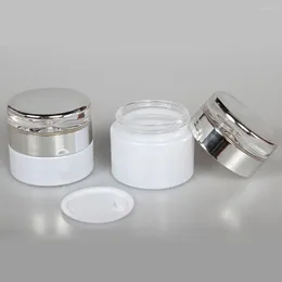 Storage Bottles 100pcs/lots Makeup Glass Face Mask Container Jar For Cream Bottle With Silver/Golden Acrylic Lid