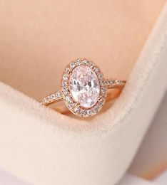 Wedding Rings Engagement Ring For Women Oval Crystal Moissanite Promise Rose Gold Marriage Bride Gift Jewelry Accessories OHR0781218825