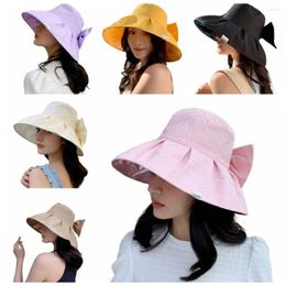 Wide Brim Hats Beach Trendy Big Bowknot Foldable Floppy Cap All-match Sun Hat Women