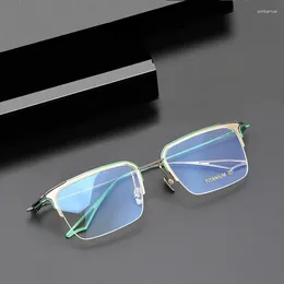 Sunglasses Frames Pure Titanium Ultra Light Square Half Frame Glasses For Men 2024 Business Optical Reading Women's Prescription