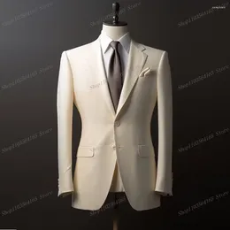 Men's Suits Beige Men Blazer Business Formal Office Coat Casual Work Prom Single Jacket Wedding Party Fashion Male Suit B13