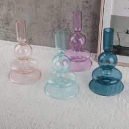 Candles Wedding Decoration Flower Vase Glass Candle Holder Candle Stand Crystal Colour Transparent Home Decor Dining Table