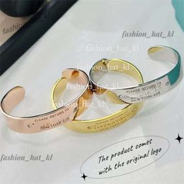 Designer C Type Open Bracelet Stainless Steel Couple Engraved Bracelet Metal Belt Diamond Bracelet Tiffanyjewelry 221