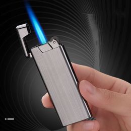 Slim Personal Customized Torch Lighter Portable Windproof Blue Flame Cigarette Lighter