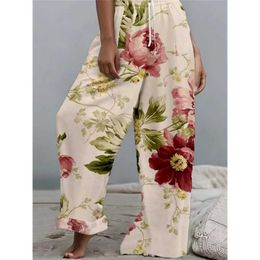 Women's Pants Capris Spring Summer Floral Womens Pants Y2k Strtwear Women Wide Leg Pants Trousers Loose Gym Joggers Trend High Quality Clothing Y240429