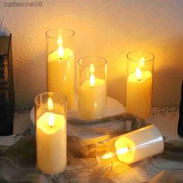 FTGU Candles 6Pcs Led Flameless Electric Candles Lamp Acrylic Glass Battery Flickering Fake Tealight Candle Bulk for Wedding Christmas d240429