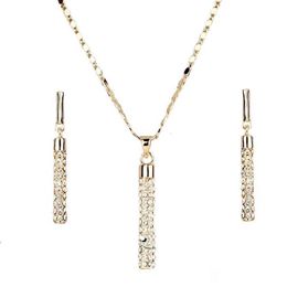 Crystal clear 18K Real Gold Plated Austria ELEMENTS Drop Earrings and Pendant Necklace Sets7069307