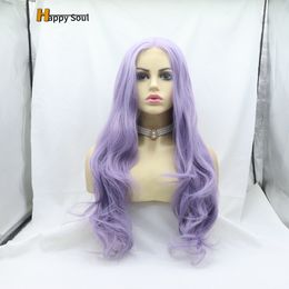 Purple Deep Wave HD Lace Frontal Wigs for Women Curly Glueless Coloured Synthetic Wig Preplucked Natural Hairline High Temperature Fibre Wig