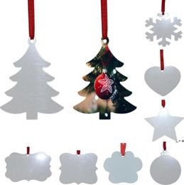 Sublimation Blank Christmas Ornament DoubleSided Xmas Tree Pendant Multi Shape Aluminum Plate Metal Hanging Tag Holidays Decorati3561547