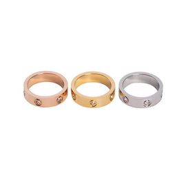 Promise of Love Design Sense Ring Same Style Pair Six Diamond with High Quality Couple 5mm with cart original rings