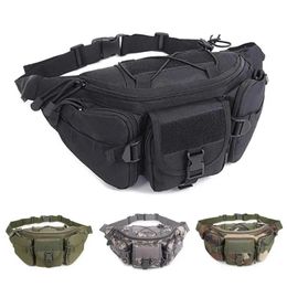 Outdoor Waist Bag Mens Tactical Waterproof Molle Camouflage Hunting Hiking Climbing Nylon Mobile Phone Belt Pack Combat Bags 240428
