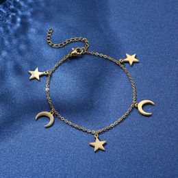 Charm Bracelets Stainless Steel Star Moon Bracelet Geometric New Bracelet for Women New Minimalist and Personalized Bracelet Jk7l