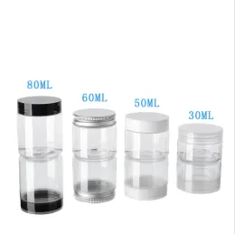 Bottles 30PCS/LOT 30g 50g 60g 80g Plastic Jar with Lids Screw Tin Clear Container Empty Cosmetic Cream Powder Pot Makeup Box