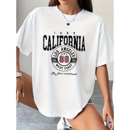 2024 Summer Women Fashion Cotton TShirt Female California Print Tops Tees Girls Casual Clothing High Quality Daily Streetwear 240425
