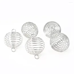 Decorative Figurines 5PC Silver Metal Hollow Out Birdcage Spring Stirring Ball Sphere Jewelry Pendant Craft Wind Chimes Material Supply