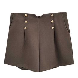 Women's Shorts Autumn and Winter 100KG Fashion Wool Wide Leg Shorts Plus Size Womens Casual High Waist Six Button Bootcut 1170L2403