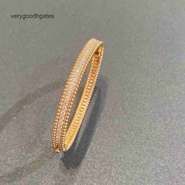 Van Cl ap classic Single row diamond bead edge bracelet for women 18k rose gold light luxury V high end version carbon temperament versatile VLM9