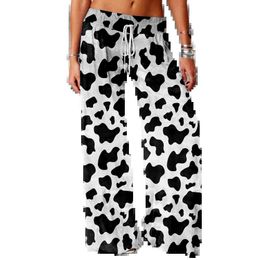 Women's Pants Capris Spring Summer Womens Pants Wide Leg Trousers Strt Leopard Print High Waist Y2k Clothes Harajuku Loose High Quality Clothing Y240429