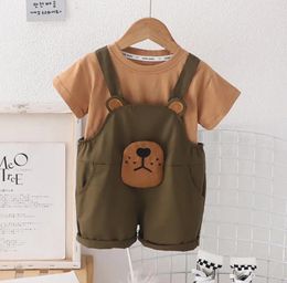Clothing Sets Boutique Summer Outfits Korean Style Clothes Set For Baby Kids Solid Colour Casual Cotton T-shirts And Shorts Boys Birthday