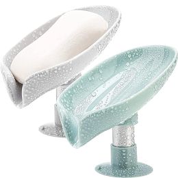 Set 1Pc Soap Holder LeafShape Self Draining Soap Dish Holder Not Punched Soap Holder Suction Cup Soap Dish Suitable for Bathroom