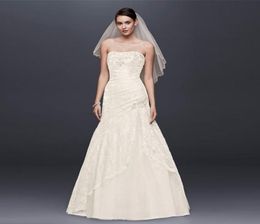 YP3344 Lace Wedding Dress with Side Split Detail Strapless High Quality Beading Bridal Gowns Mermaid Lace up3175868