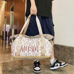 Outdoor Bags 2024 Letter Print Sports Bag Waterproof Fitness Gym Handbags Large Capacity Travel Free Expansion Dry Wet Tote